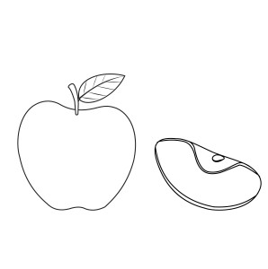 Раскраска яблоко с долькой
