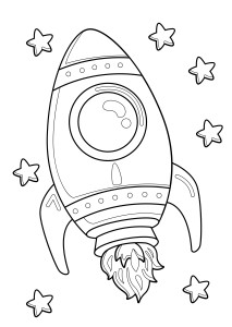 Раскраска игрушка космическая ракета со звёздочками