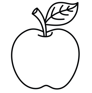 Раскраска большое яблоко с листиком