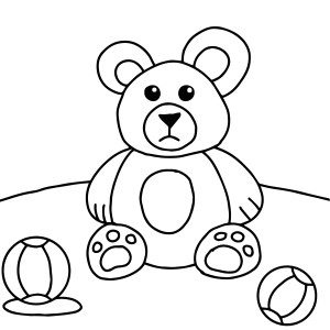 Раскраска мягкая игрушка медведь с мячиками