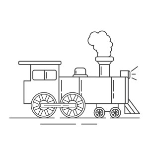 Раскраска поезд паровоз с прожектором