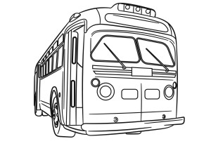 Раскраска большой автобус с дворниками
