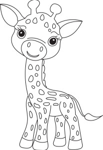Раскраска жирафёнок с милыми глазами