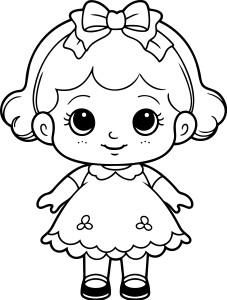 Раскраска кукла малышка с бантиком в волосах