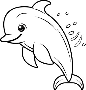 Раскраска дельфин выпрыгивает из воды