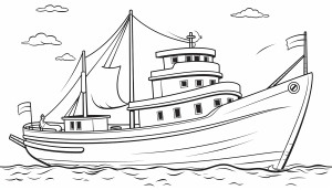 Раскраска корабль в море «Морская симфония»