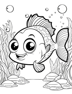 Раскраска антистрессовая рыба с лицом