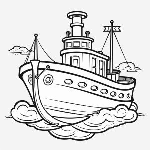 Раскраска рыбацкий корабль в море