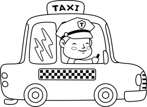 Раскраска счастливый водитель такси