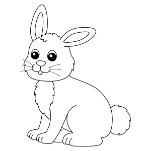 Раскраска пушистый кролик с большими глазами