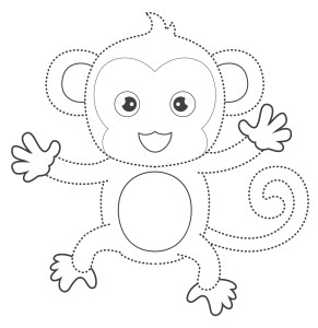 Раскраска по точкам забавная маленькая обезьянка танцует