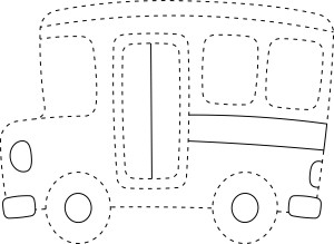 Раскраска детский автобус по точкам
