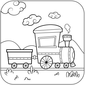 Раскраска игрушечный поезд с тележкой