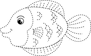 Раскраска мультяшная рыба по точкам