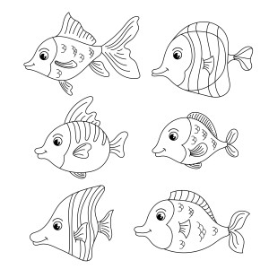 Раскраска мультяшные рыбки