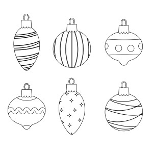 Раскраска набор новогодних праздничных шаров