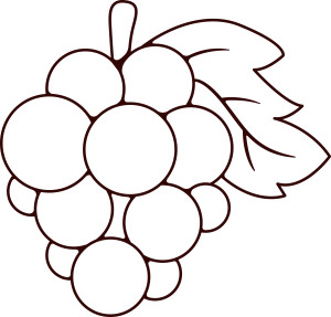 Раскраска веточка винограда с листочком