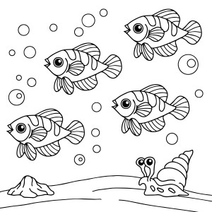 Раскраска рыбки «Подводный аттракцион»