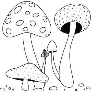 Раскраска коллекция мультяшных грибов