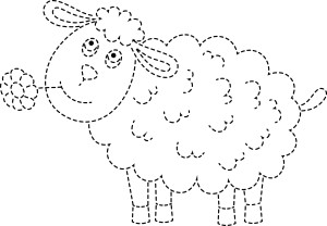 Раскраска овечка с цветочком по точкам