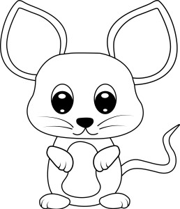 Раскраска мышка малышка с большими ушами