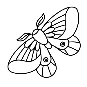 Раскраска простая бабочка с расправленными крылышками