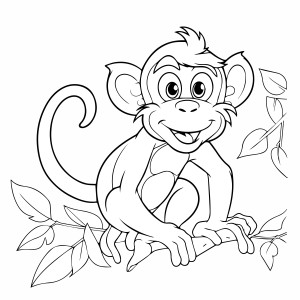 Раскраска обезьяна сидит на ветке