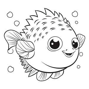 Раскраска рыбка фугу с большими глазами