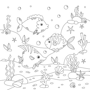 Раскраска морские рыбки «Плавучий карнавал»