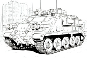 Раскраска танк в городе