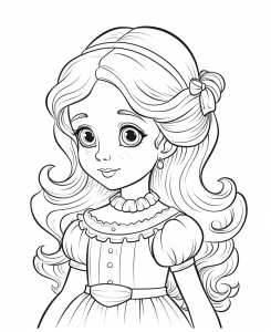 Раскраска принцесса с длинными волосами и большими глазами