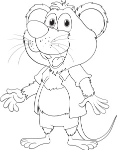 Раскраска веселая мышь в одежде