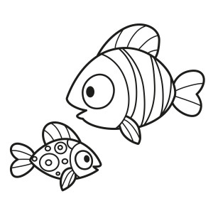 Раскраска две мультяшные морские рыбы