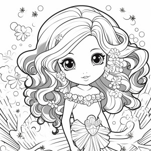 Раскраска принцесса с цветком в волосах